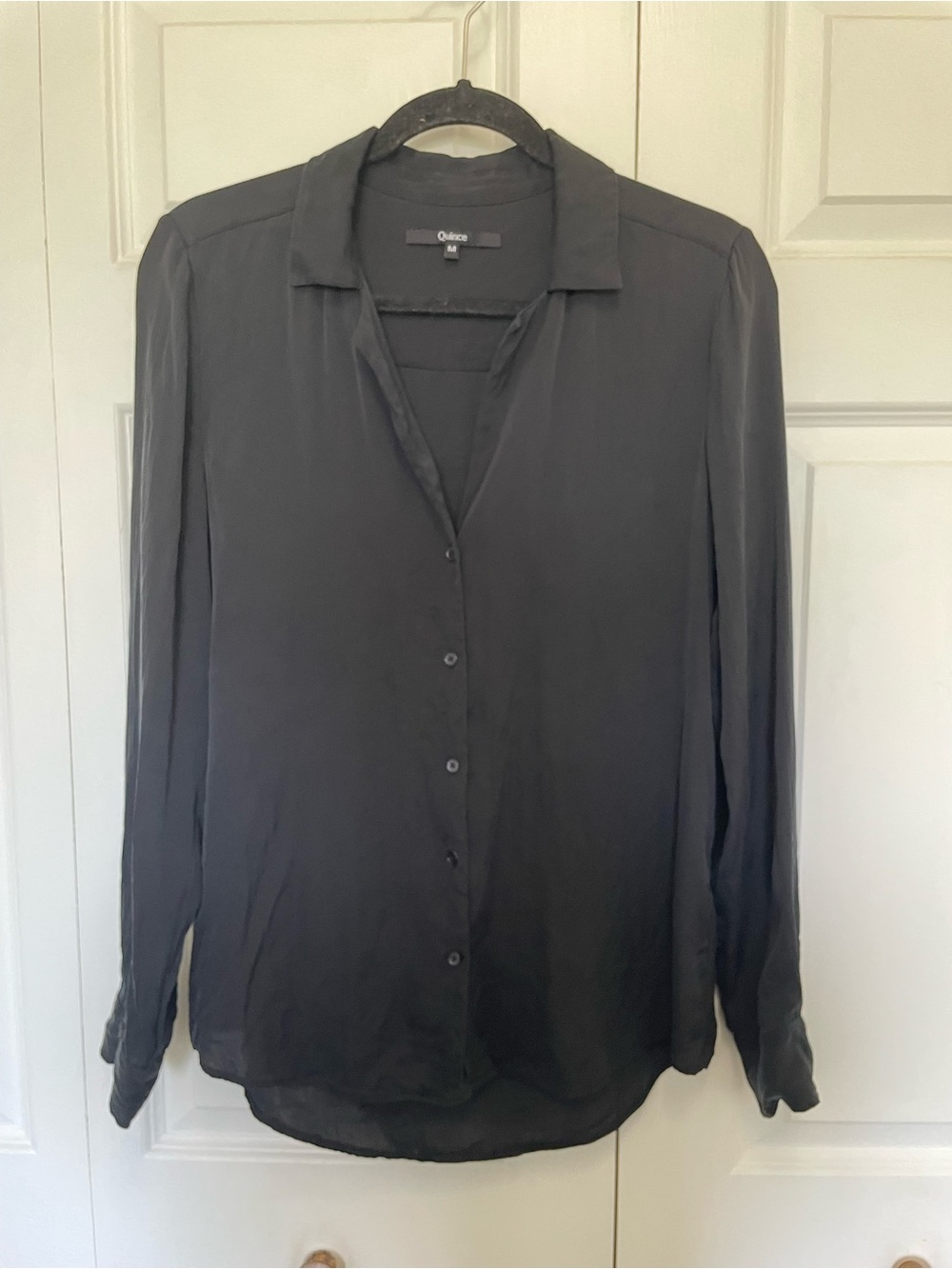 Quince Black Silk Button-Down Shirt